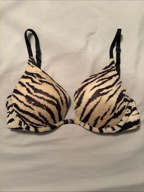 Victoria’s Secret Women’s Zebra Print T-Shirt Bra - Black & Cream